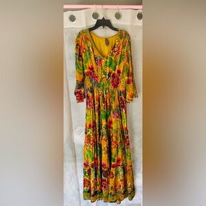 Yellow Floral Boho Maxi Dress